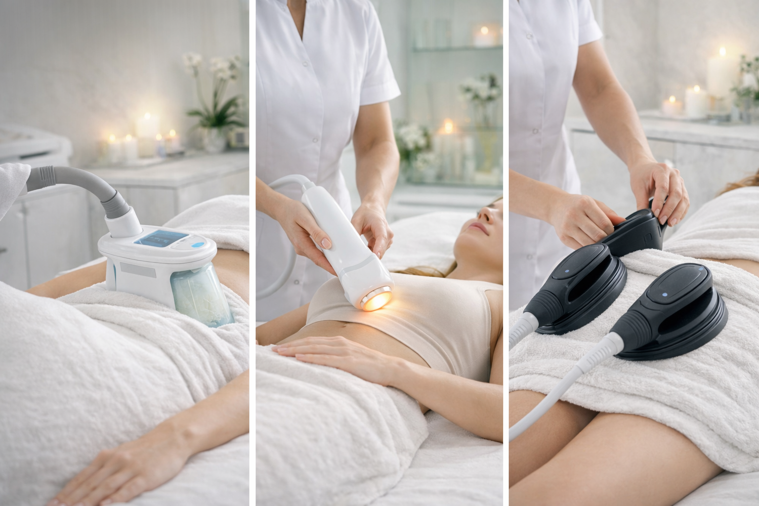 A serene treatment room with soft lighting, natural materials, and a calming atmosphere.