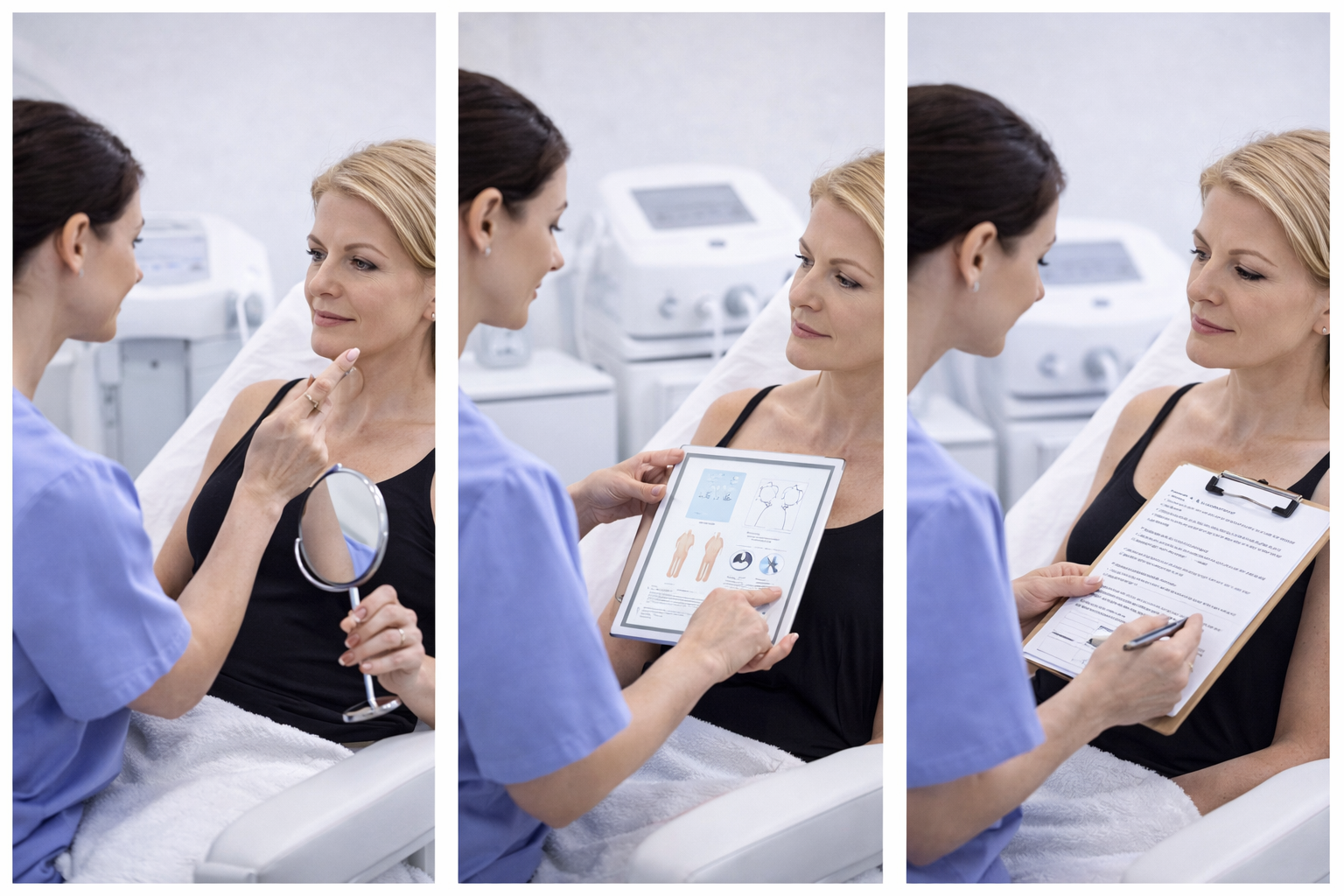 Collage of treatment process