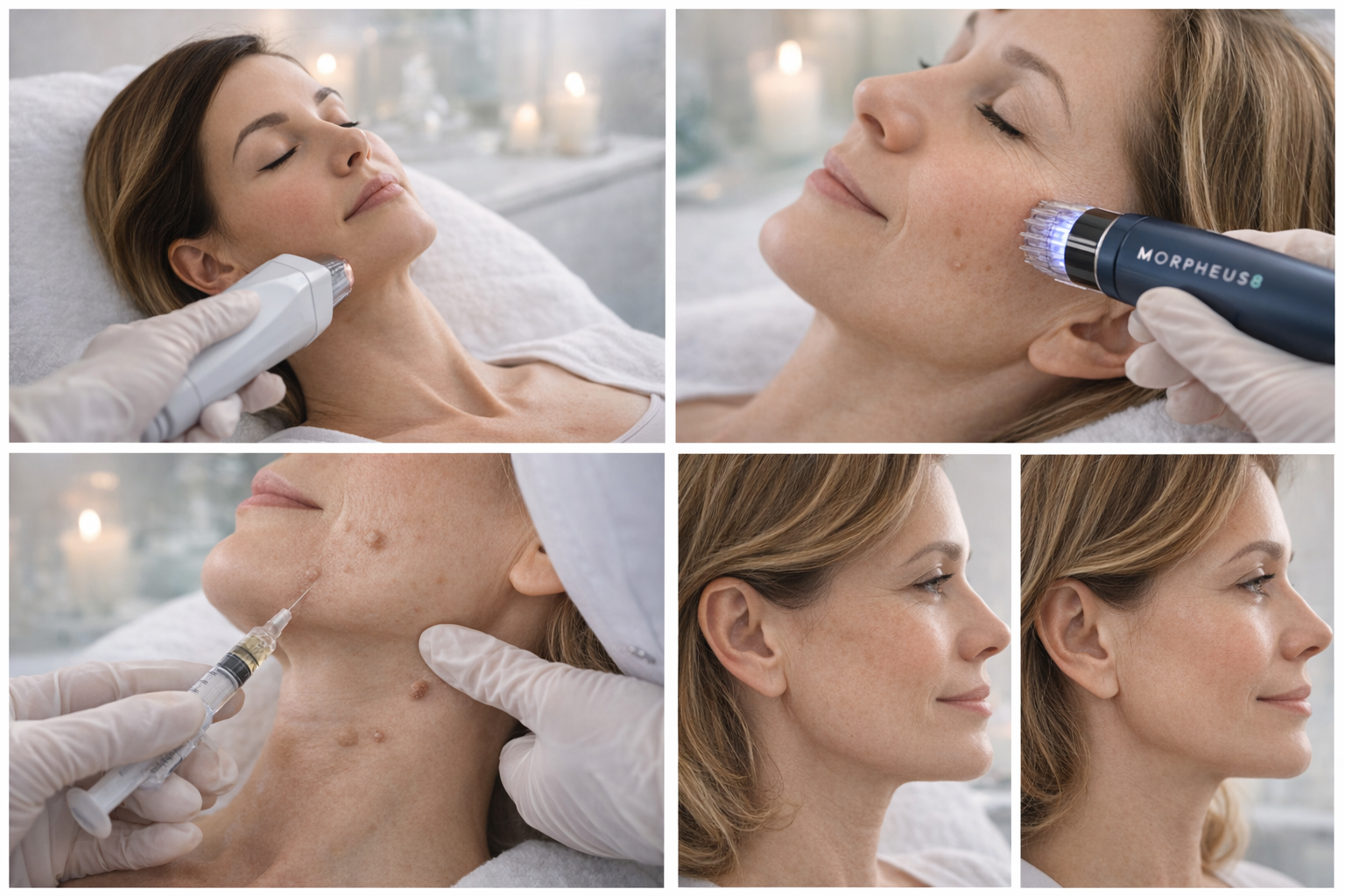 Collage of facial treatments