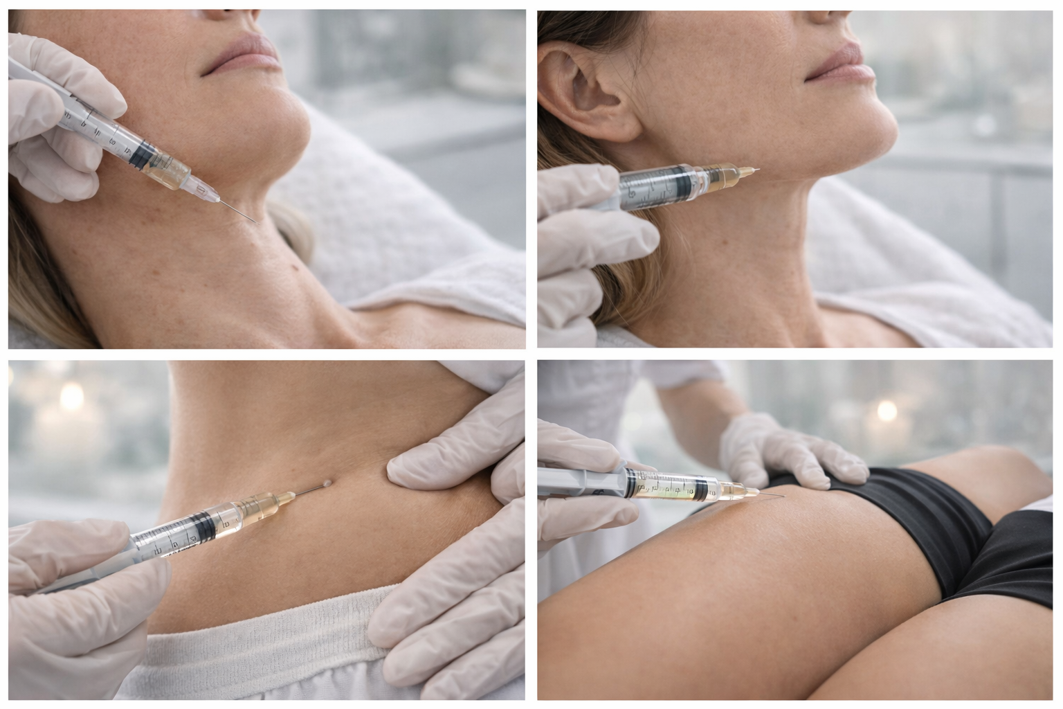 Collage of fat-dissolving treatments