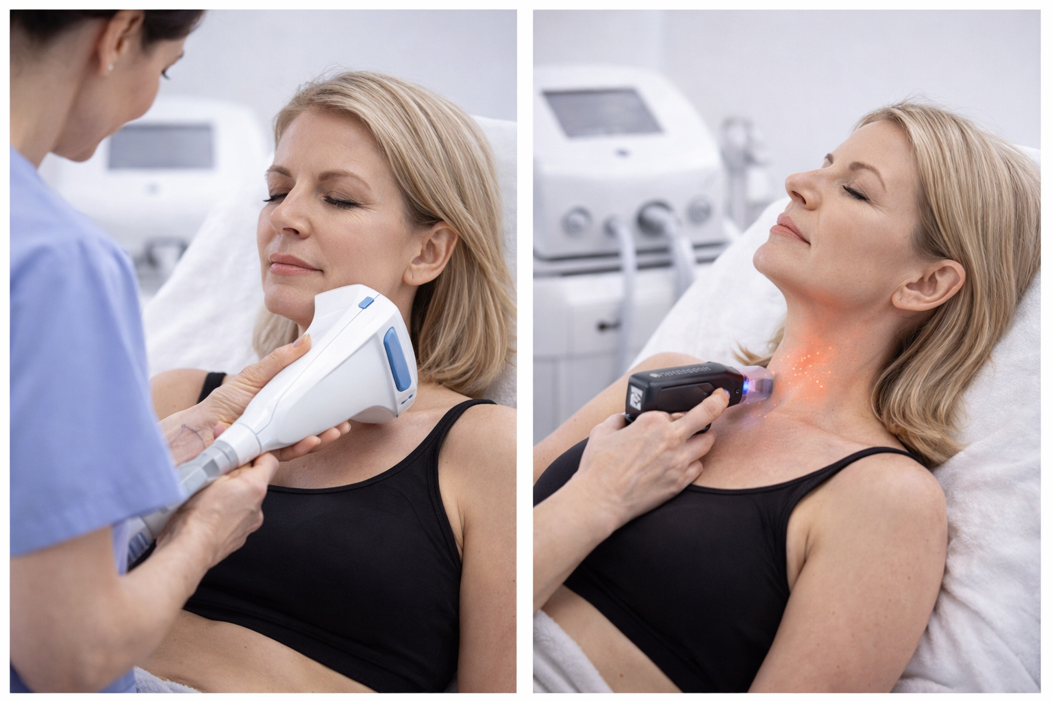 Collage of face, neck and jawline treatments